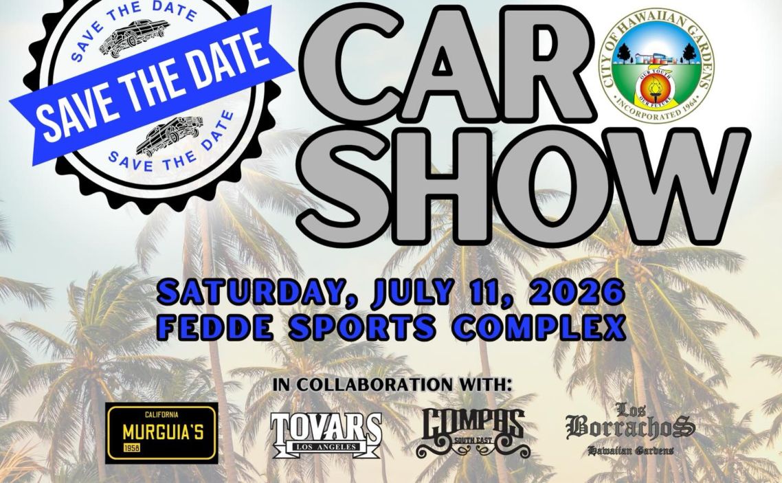 Hawaiian Gardens Car Show partial flyer July 2026